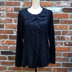 ELIE TAHARI silk ruffled cardigan with snaps